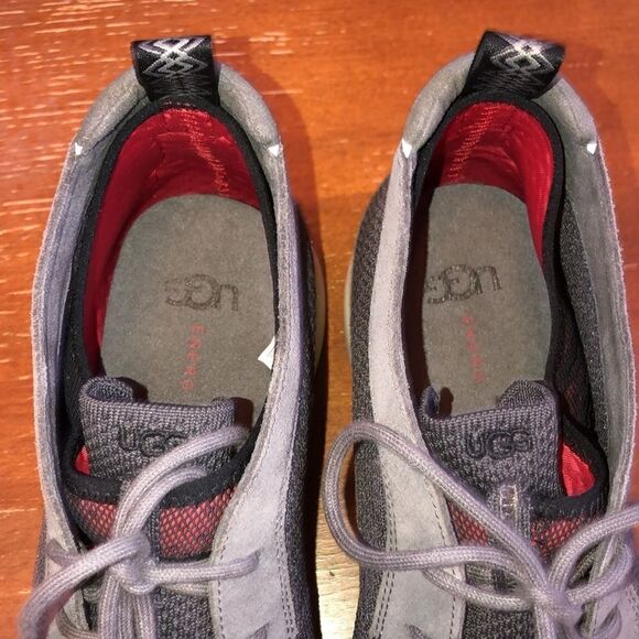 UGG 11 Energ Treadlite Gray Knit Suede Light Lace Up Boots White Sole - Picture 10 of 13